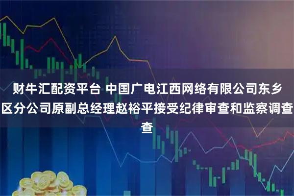 财牛汇配资平台 中国广电江西网络有限公司东乡区分公司原副总经理赵裕平接受纪律审查和监察调查